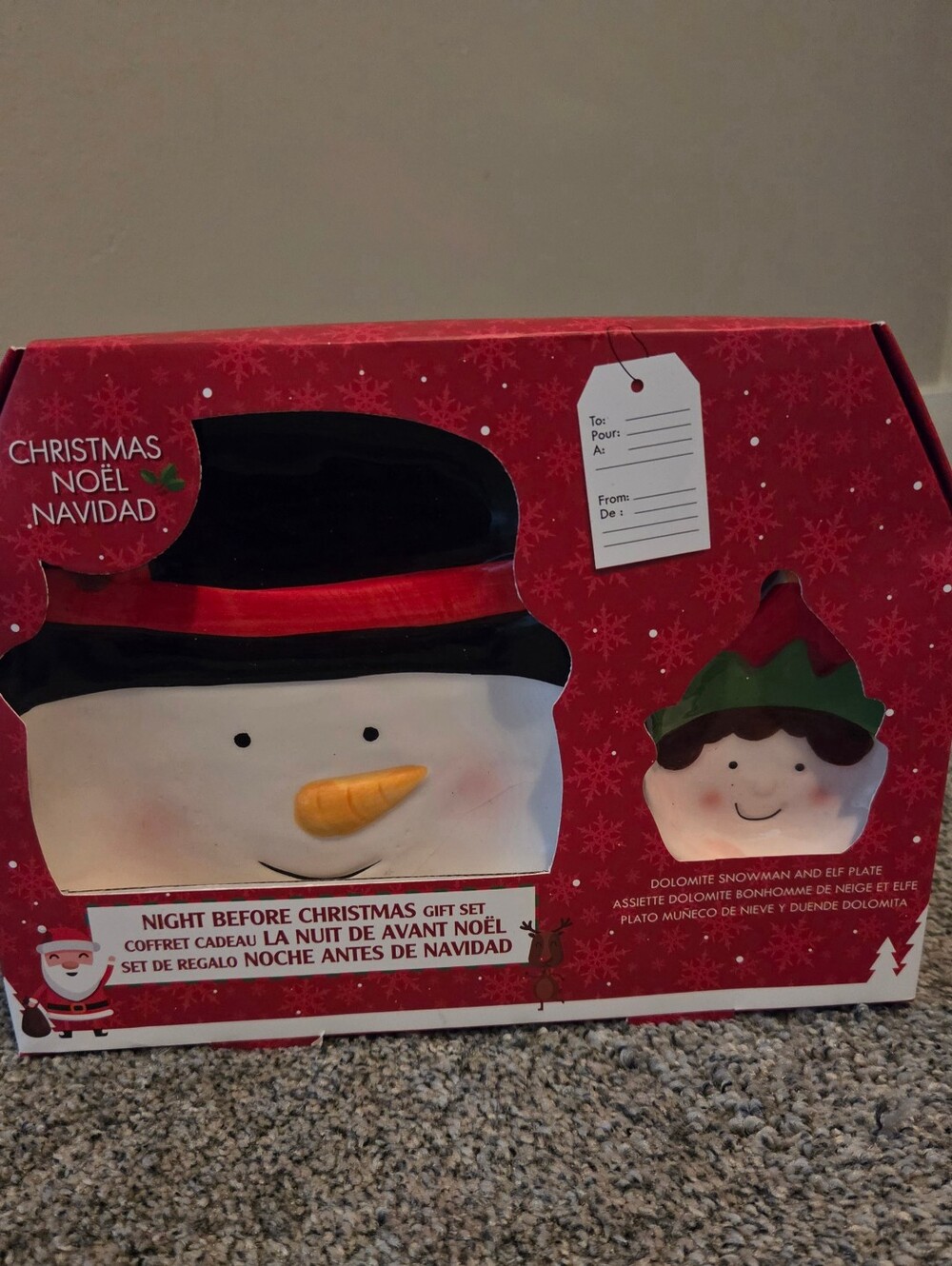 Night Before Christmas Snowman & Elf Plate Set Cookie For Santa